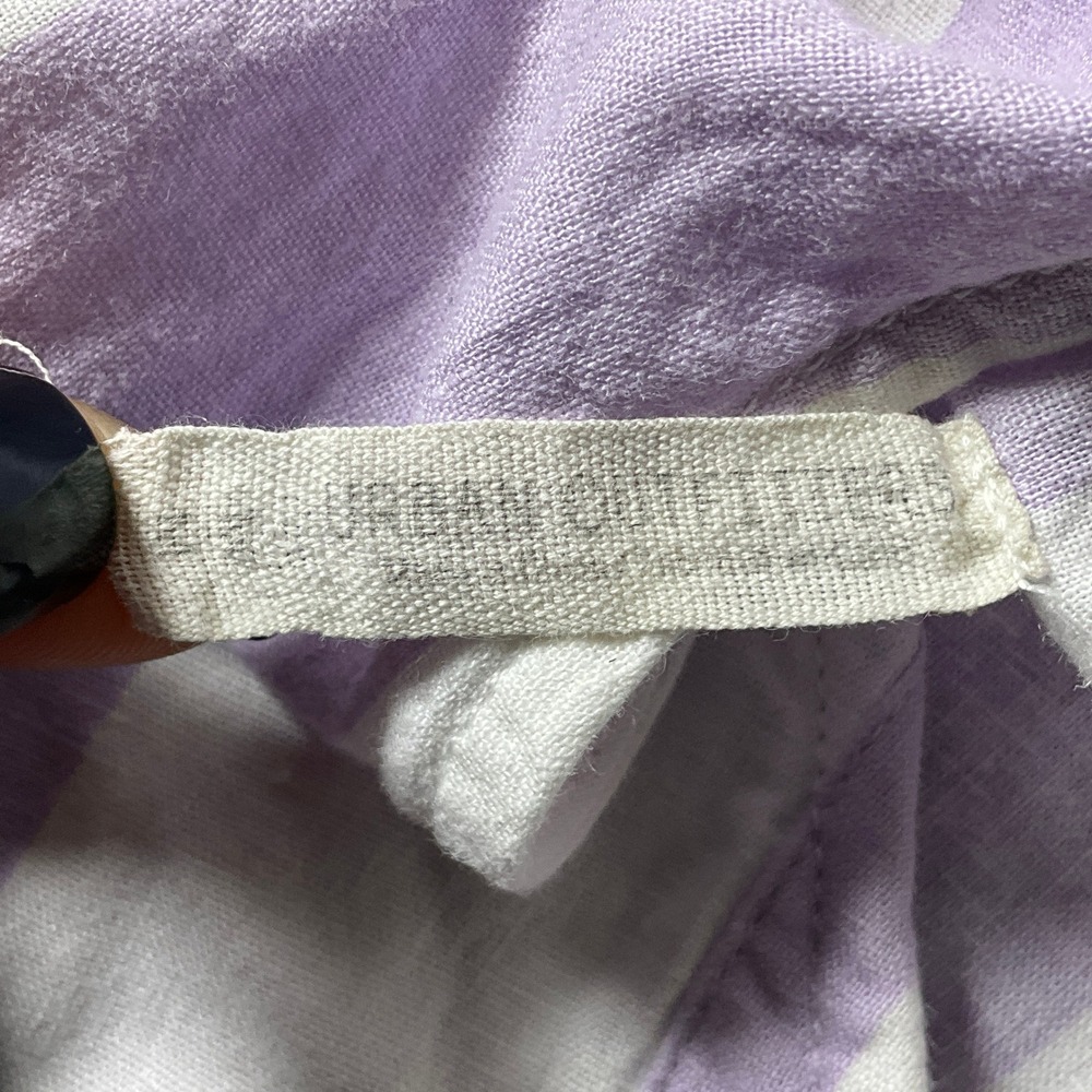 Urban Outfitters Midi Dress Womens M Purple Linen Blend Striped Button Front - Picture 3 of 10